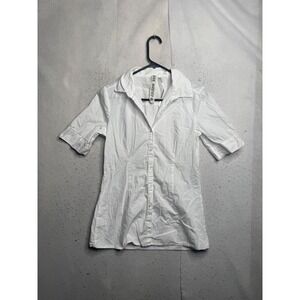 Miss Majesty White Cotton Short Sleeve Button Down Shirt Size L RN63619